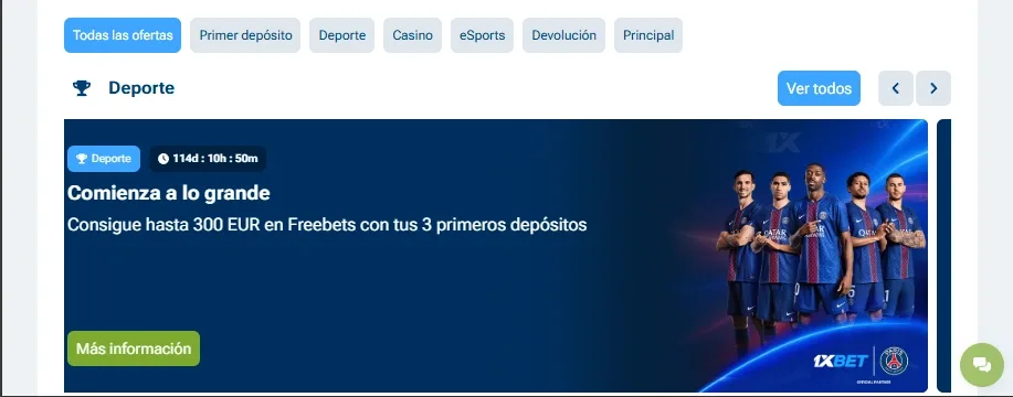 1xBet resumen de todos los bonos